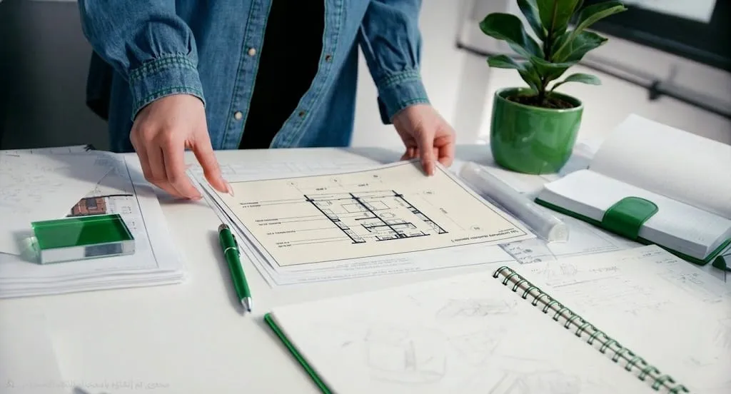 المكتب الهندسي يراجع المخططات الإنشائية